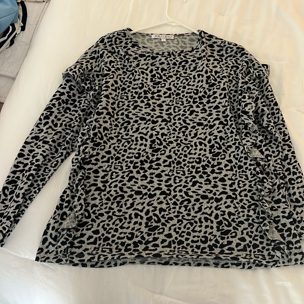 Joy Joy Leopard Gray and Black Tee
